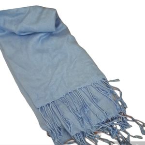 Pashmina light baby blue 70%  genuine silk scarf comfortable and stylish